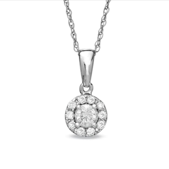 Zales Jewelry - ✨Zales 1/4CT T.W Diamond Round Frame Pendant in 10K White Gold